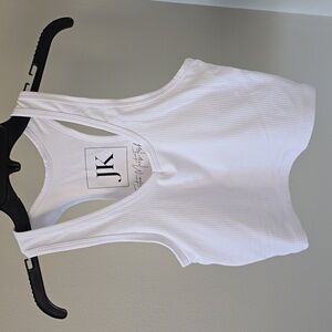 White Ribbed Racerback Bralette Top